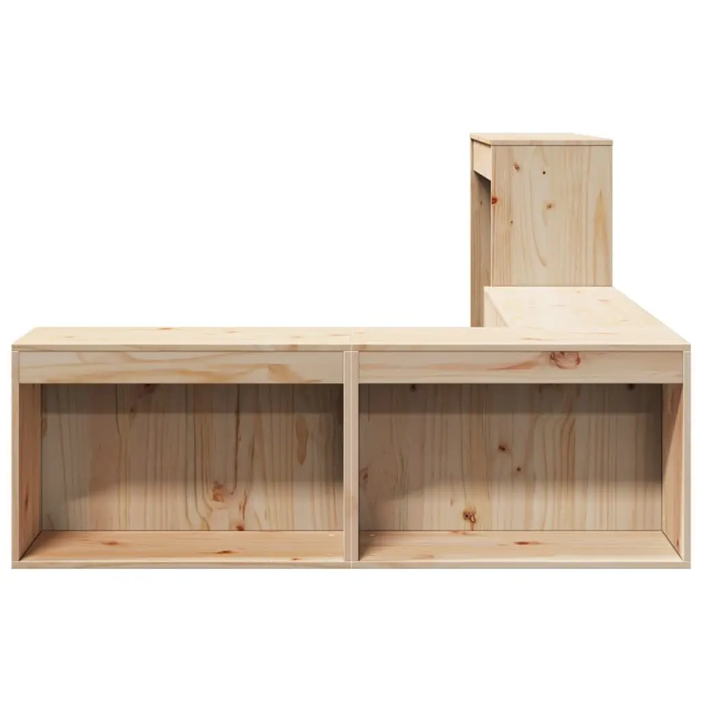 Bedside Cabinet with Desk 232x122x75 cm Solid Pinewood Storage Bedroom Furniture