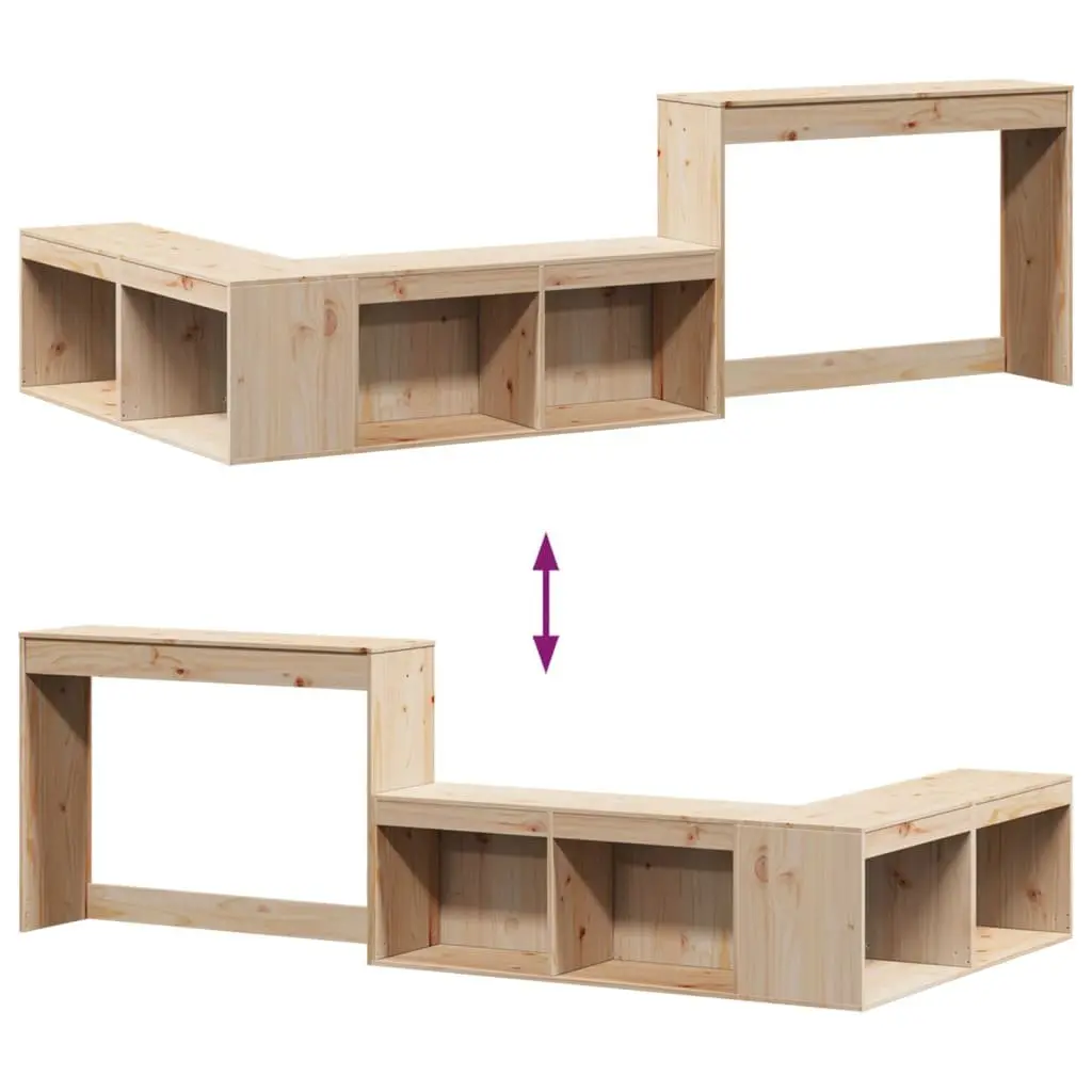 Bedside Cabinet with Desk 232x122x75 cm Solid Pinewood Storage Bedroom Furniture