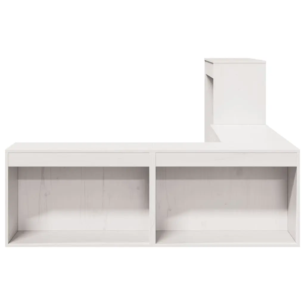 Bedside Cabinet with Desk White L-Shaped Storage Bedroom Furniture Solid