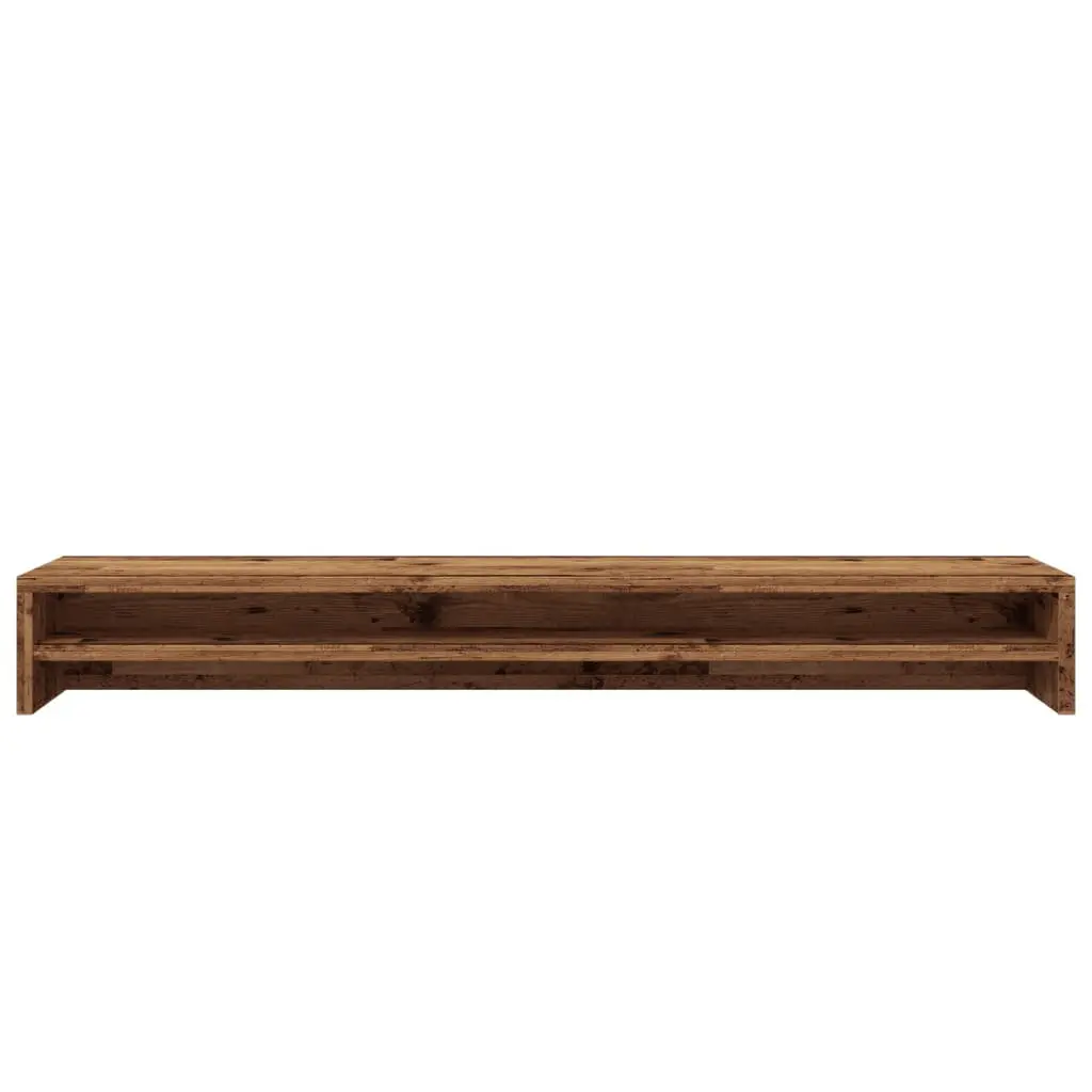 Monitor Stand Riser Desktop Computer TV Riser Old Wood 100 x 24 x 13 cm with Storage Shelf