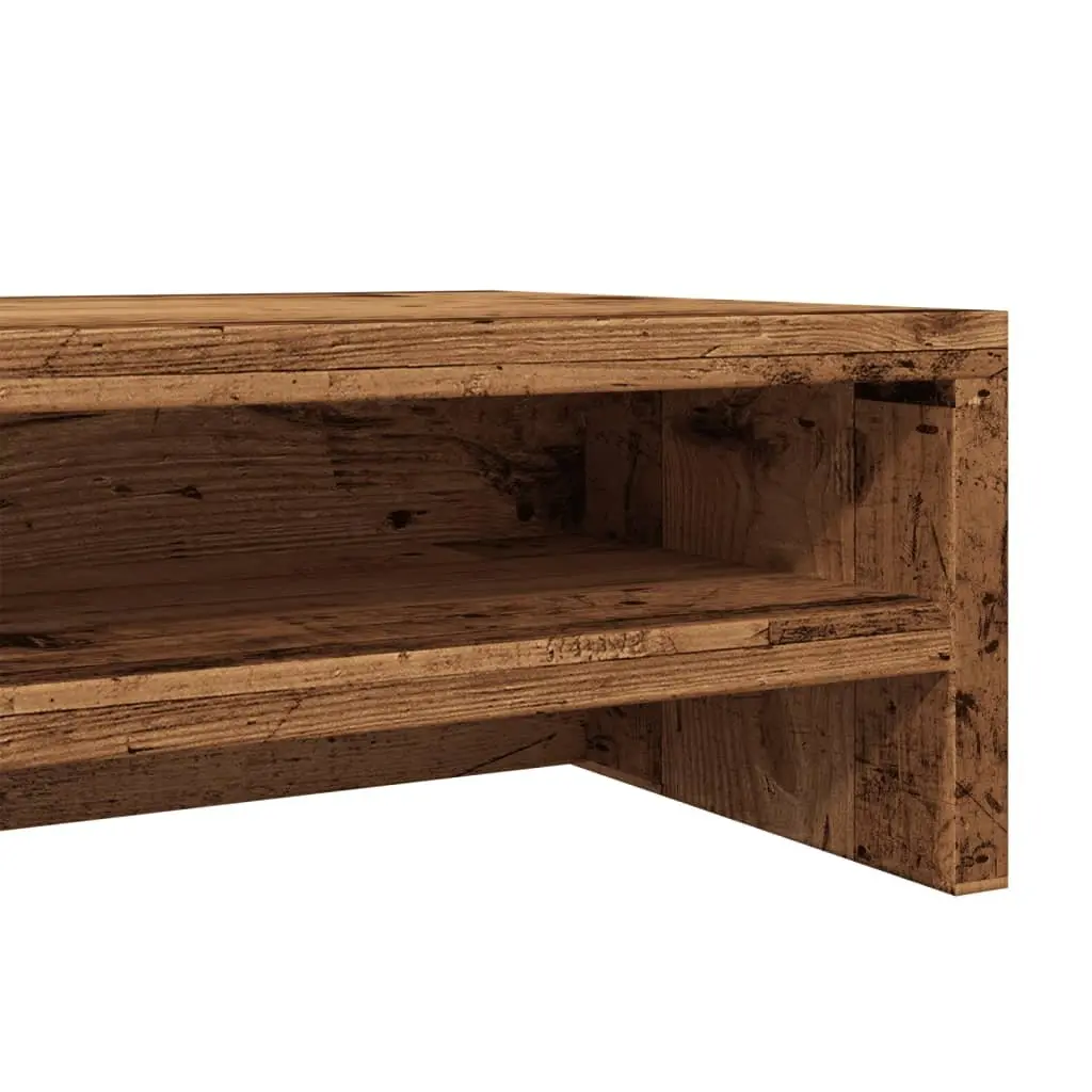 Monitor Stand Riser Desktop Computer TV Riser Old Wood 100 x 24 x 13 cm with Storage Shelf