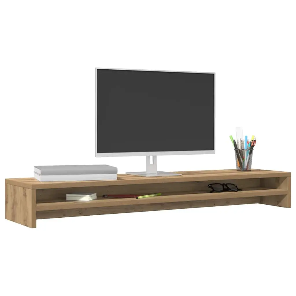Monitor Stand Riser Engineered Wood Desktop TV Riser with Storage Shelf 100 x 24 x 13 cm Brown