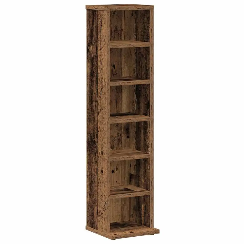 CD Cabinet Media Storage Unit 21x20x88 cm Old Wood Style Brown