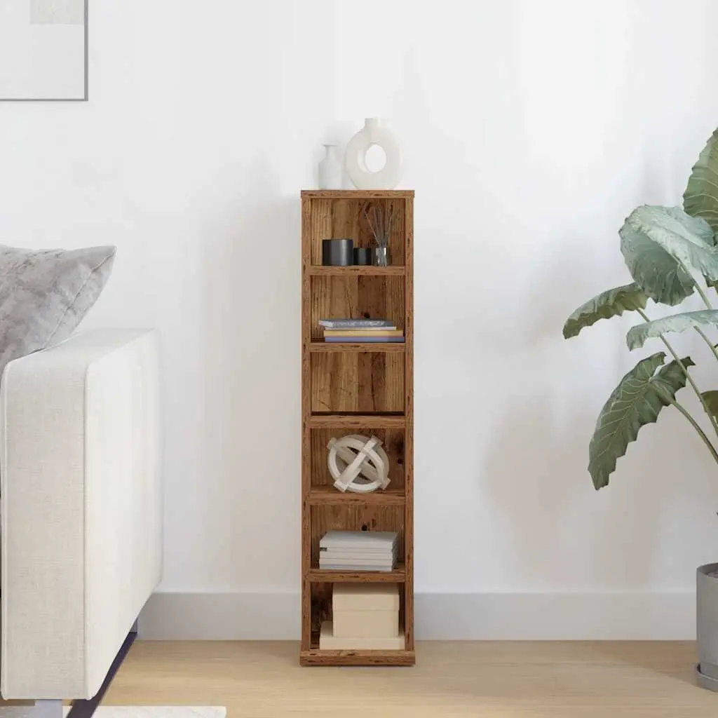 CD Cabinet Media Storage Unit 21x20x88 cm Old Wood Style Brown