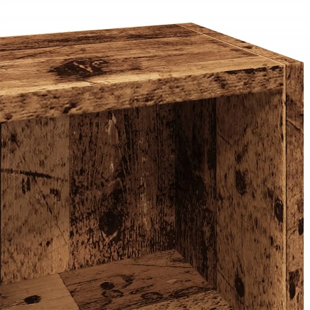 Brown Engineered Wood Media Rack CD Storage Cabinet Set 2 Pieces for Organizing and Displaying Media Collections