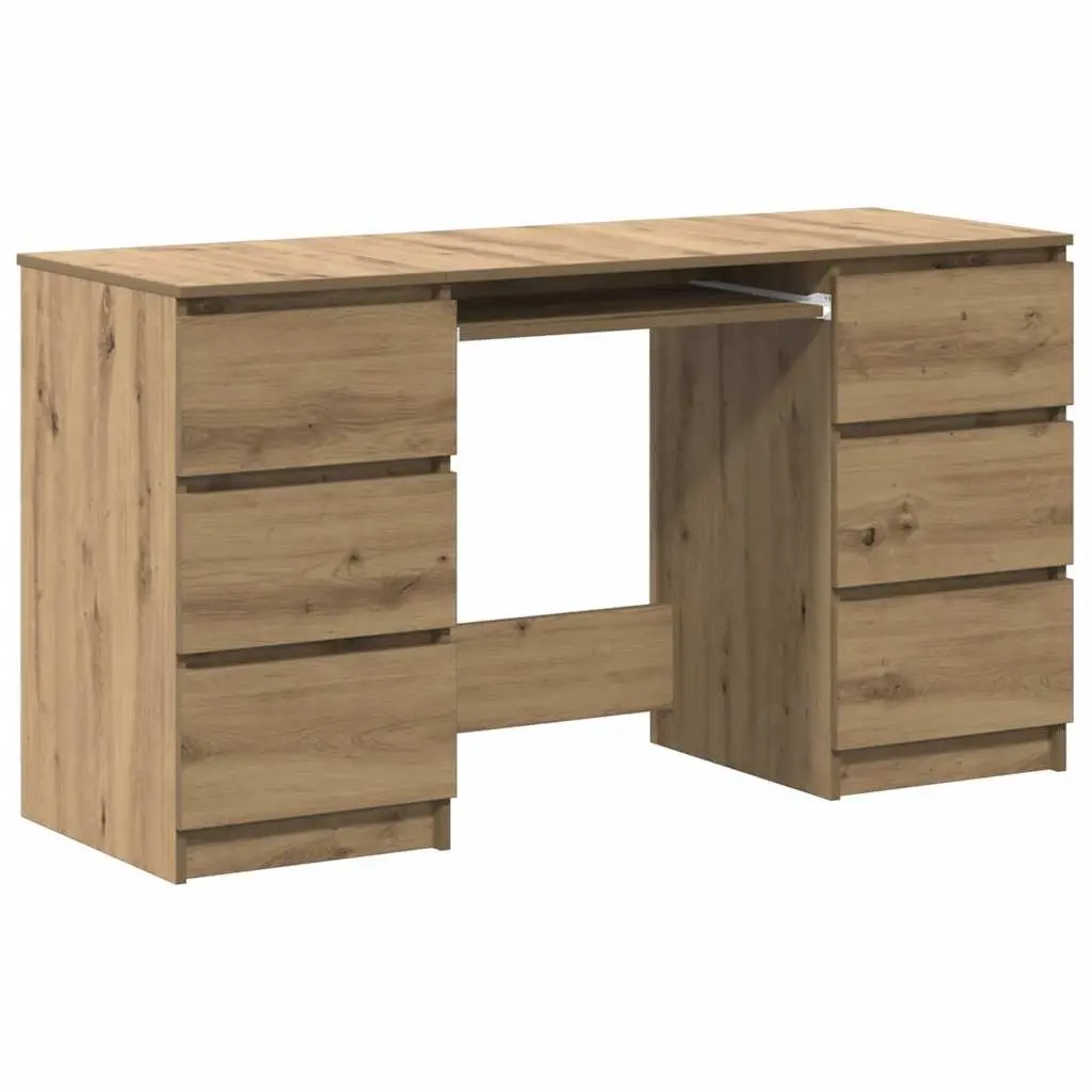 Writing Desk Home Office Study Table 140 x 50 x 77 cm Brown Engineered Wood