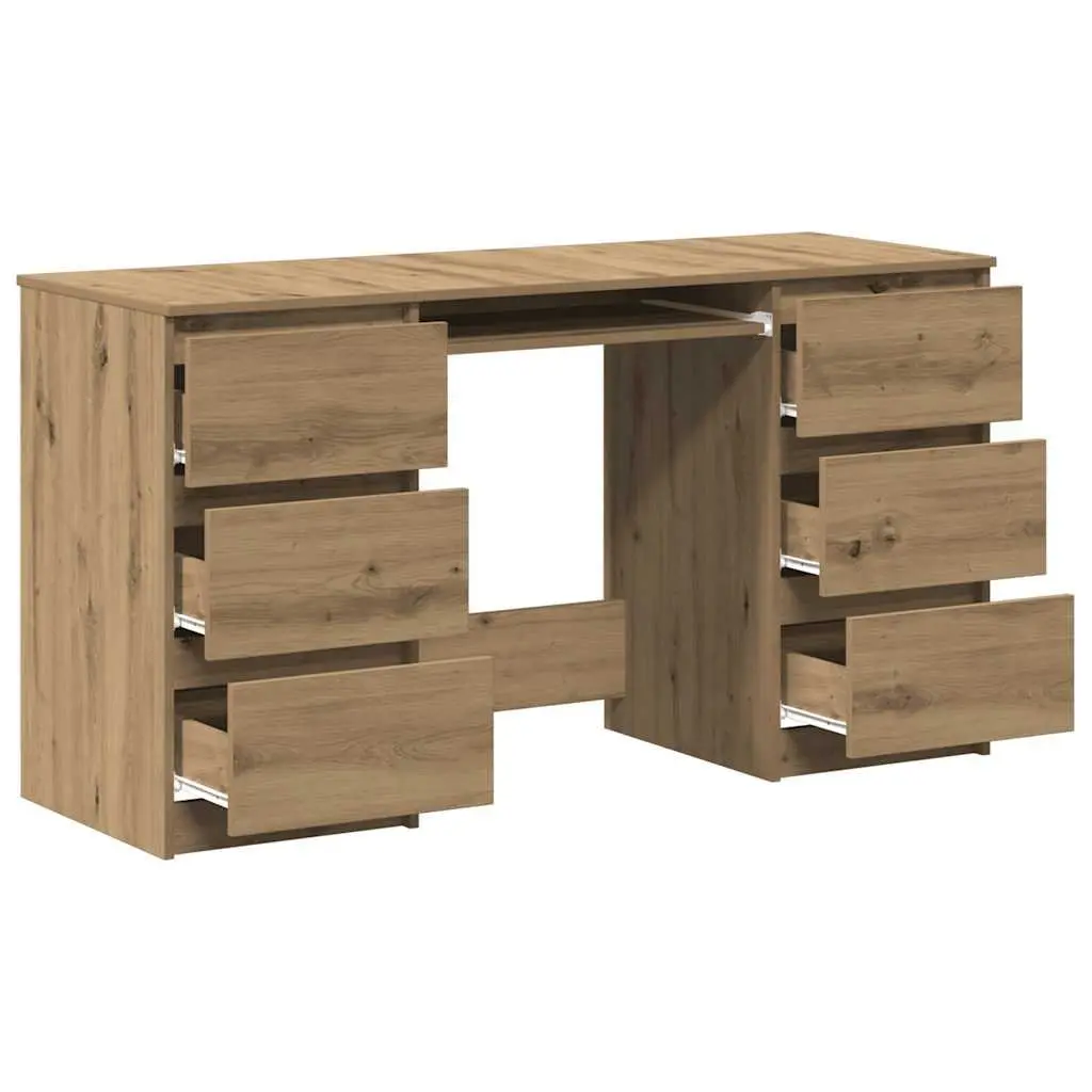 Writing Desk Home Office Study Table 140 x 50 x 77 cm Brown Engineered Wood