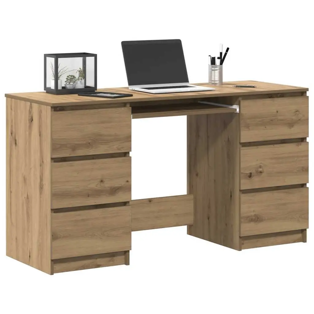 Writing Desk Home Office Study Table 140 x 50 x 77 cm Brown Engineered Wood