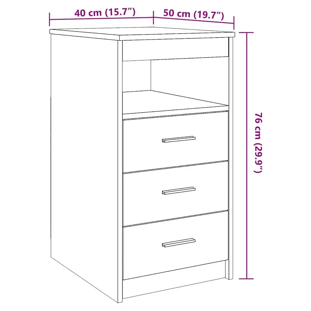 Storage Cabinet Drawer Engineered Wood Brown 40x50x76 cm