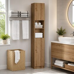 Affordable Brown Bathroom Cabinet with Smart Features