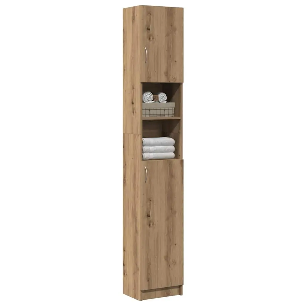 Bathroom Cabinet Storage Organiser Tall Cupboard 32 x 25.5 x 190 cm Brown Engineered Wood