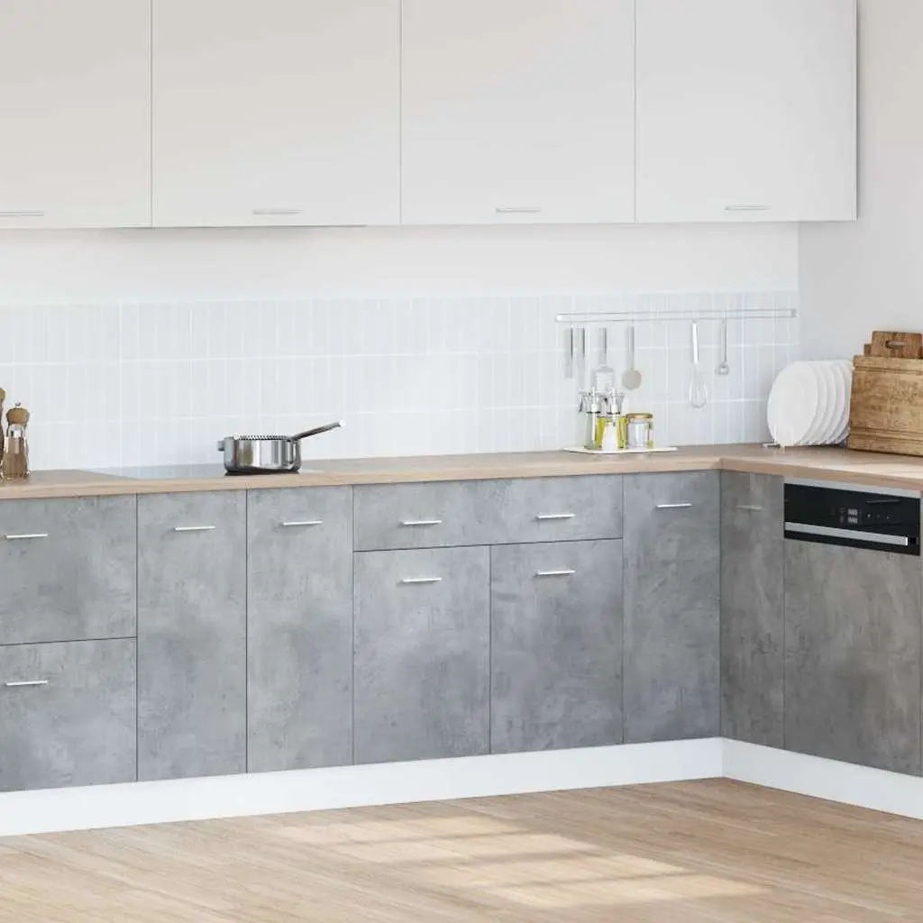 Drawer Bottom Cabinet Kitchen Storage Unit 1 Drawer 2 Compartments Grey