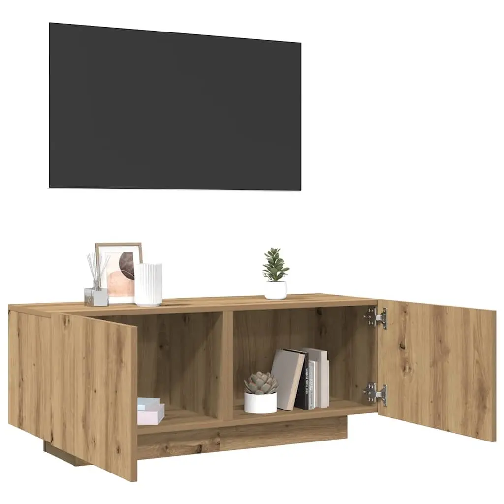 TV Cabinet Brown Engineered Wood Media Unit Storage Compartments 100x35x40 cm