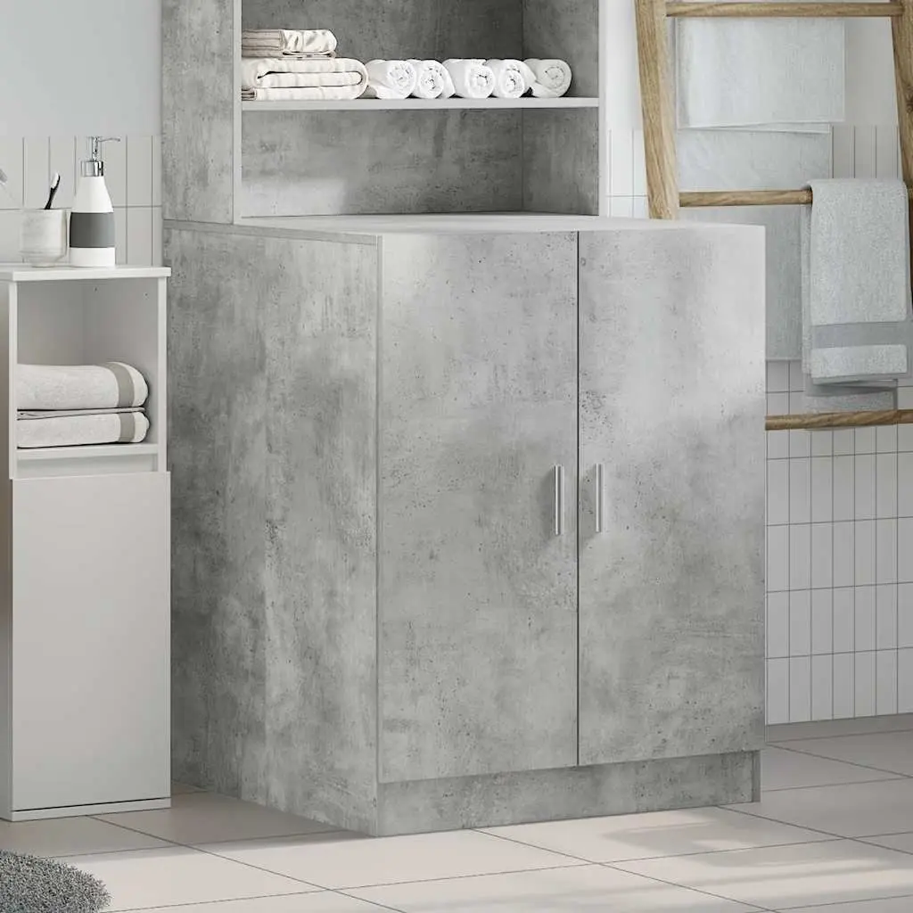 Washing Machine Cabinet Storage 2 Door Concrete Grey 70.5 x 71.5 x 91.5 cm