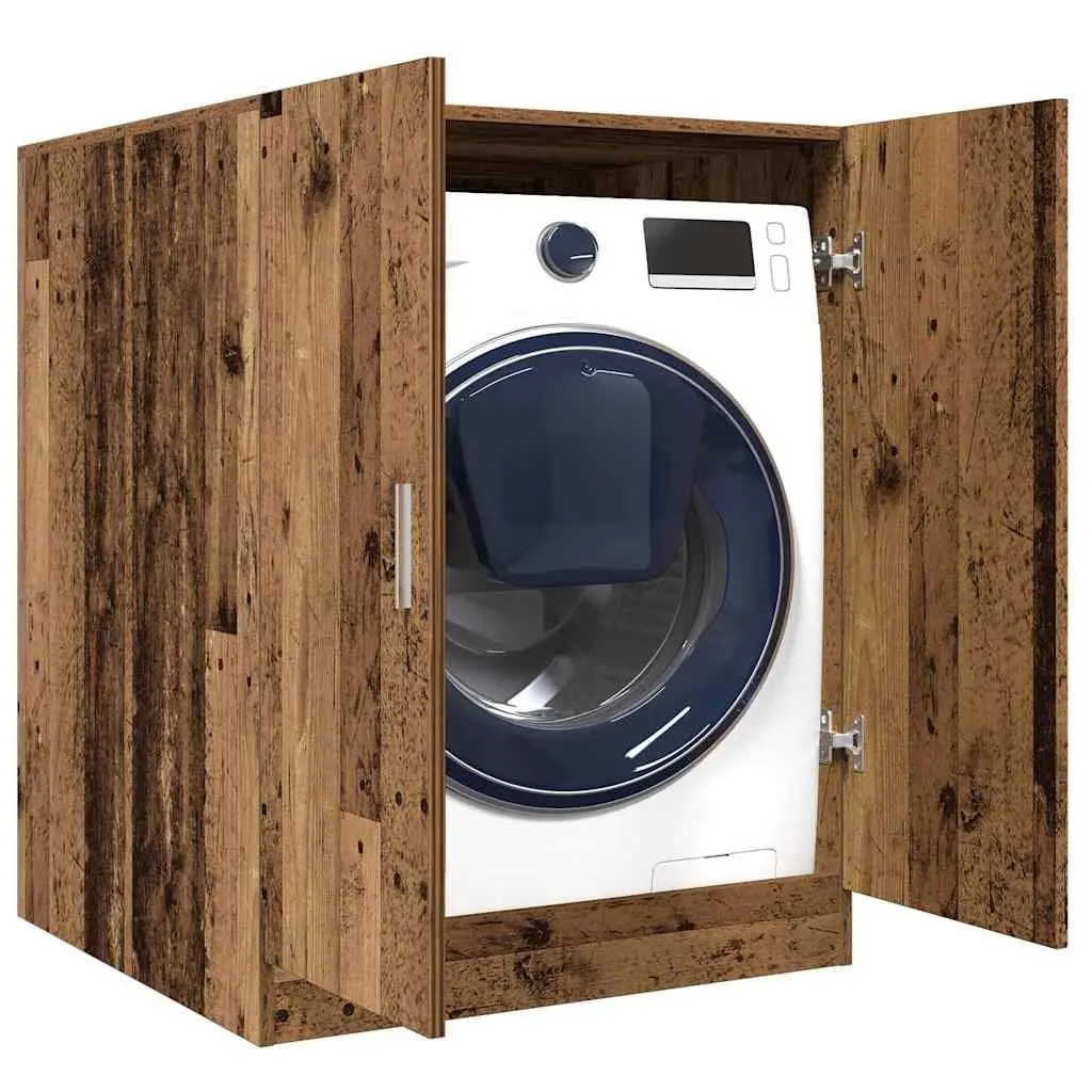 Washing Machine Cabinet Storage Cupboard Bathroom 2 Door Brown 70.5x71.5x91.5cm