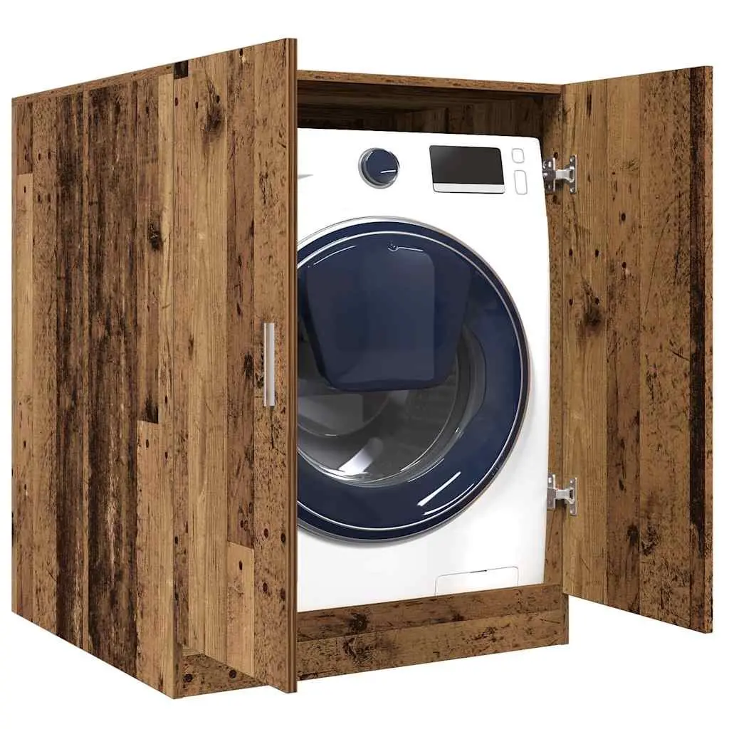 Washing Machine Cabinet Storage Cupboard Bathroom 2 Door Brown 70.5x71.5x91.5cm