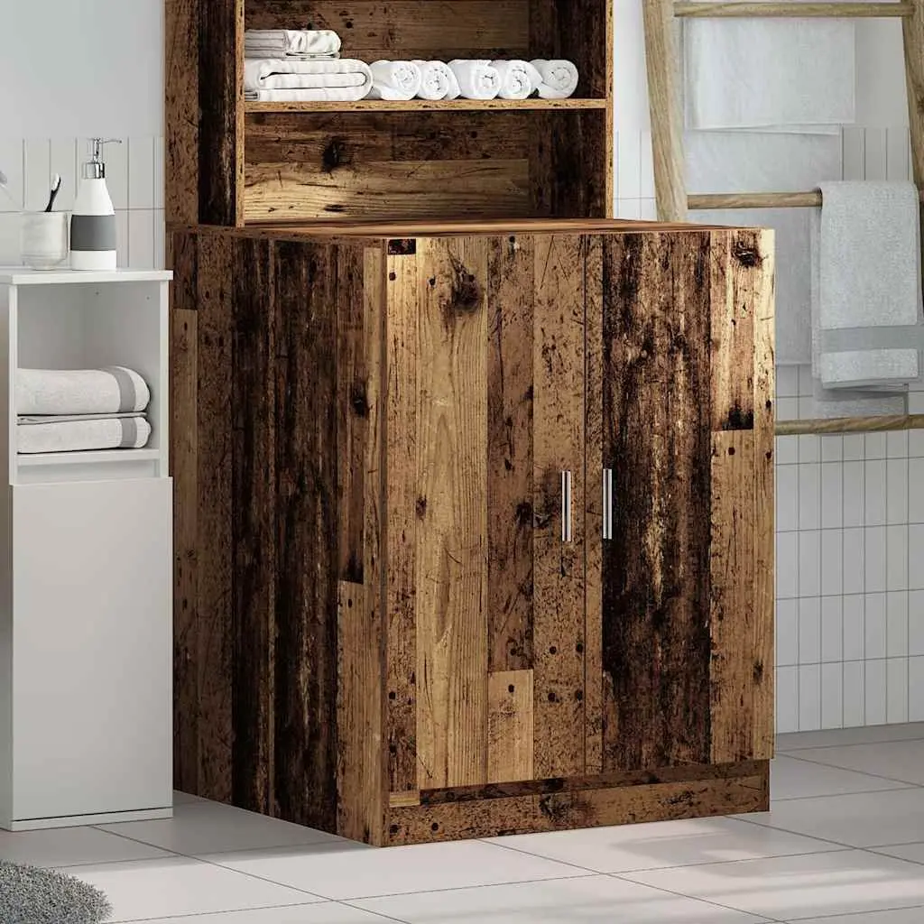 Washing Machine Cabinet Storage Cupboard Bathroom 2 Door Brown 70.5x71.5x91.5cm