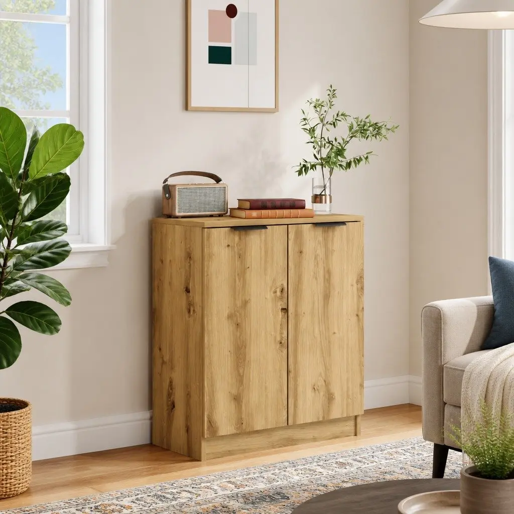 Engineered Wood Sideboard Cabinet Brown Storage and Display Unit 60x30x70cm