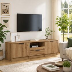 Reliable Engineered Wood Brown TV Cabinet for Daily Use 140x35x40cm