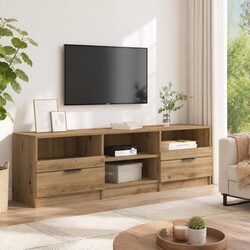 TV Cabinet Engineered Wood Brown Storage Unit Living Room Bedroom Furniture