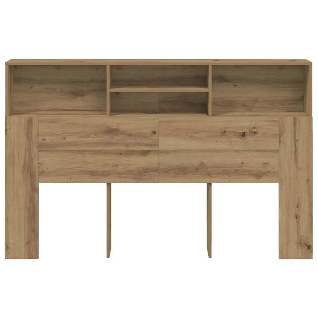 Headboard Cabinet Bedroom Storage 160x19x103.5cm Brown Oak