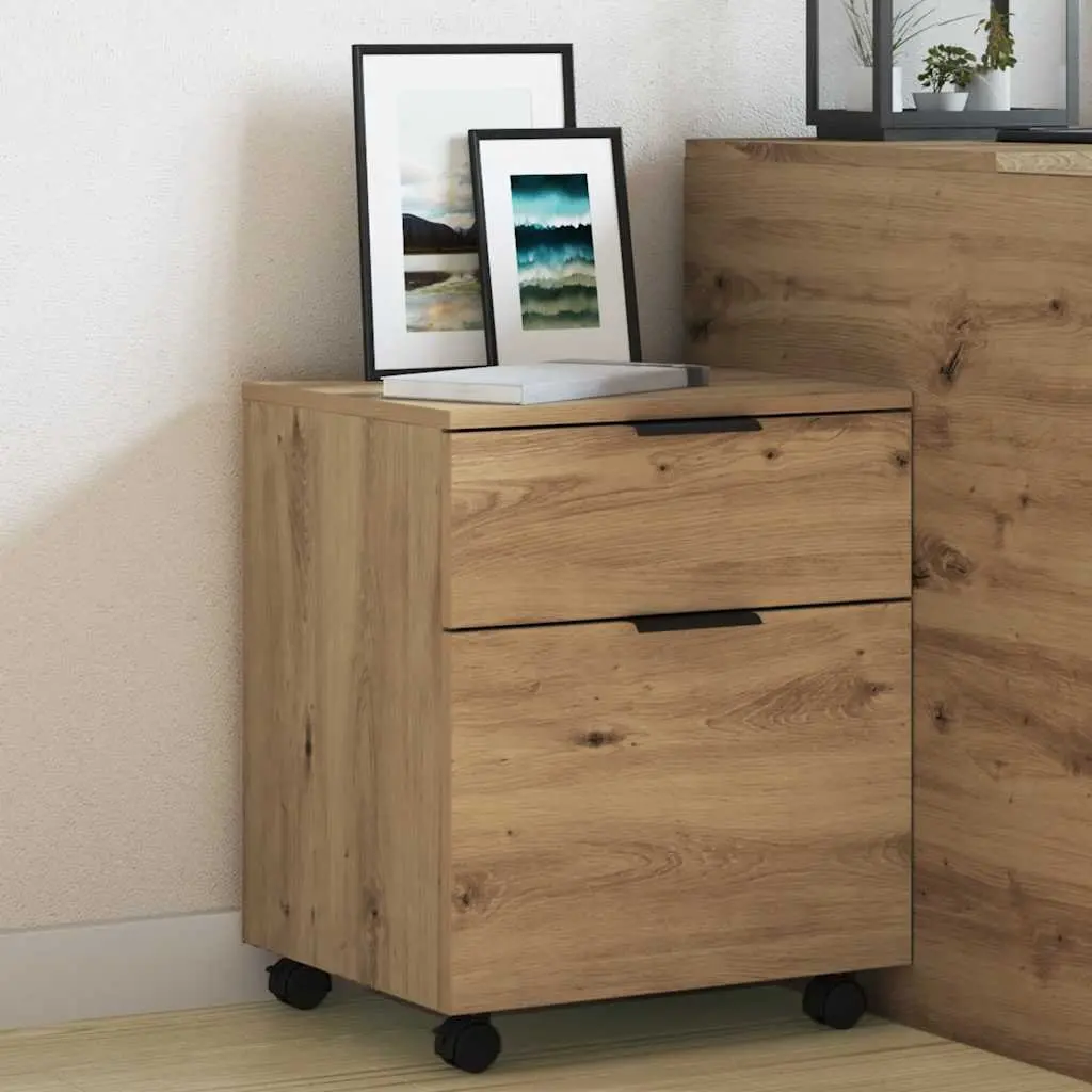 Mobile File Cabinet Storage Organizer Engineered Wood Brown 45 x 38 x 54 cm