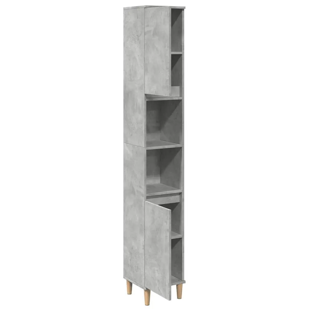 Bathroom Cabinet Storage Unit Engineered Wood Grey 30x30x190cm