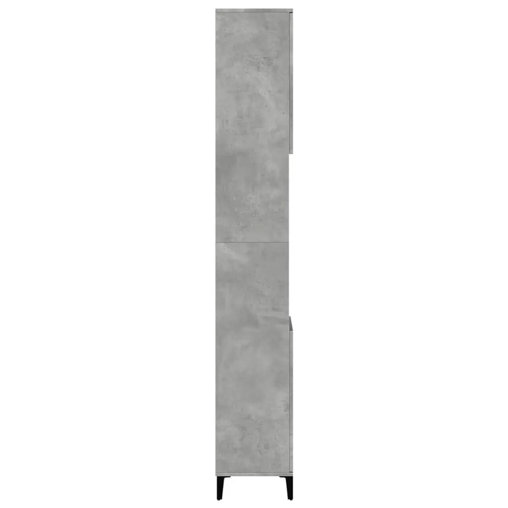 Bathroom Cabinet Concrete Grey 30x30x190cm Tall Storage Unit 4 Doors 2 Shelves