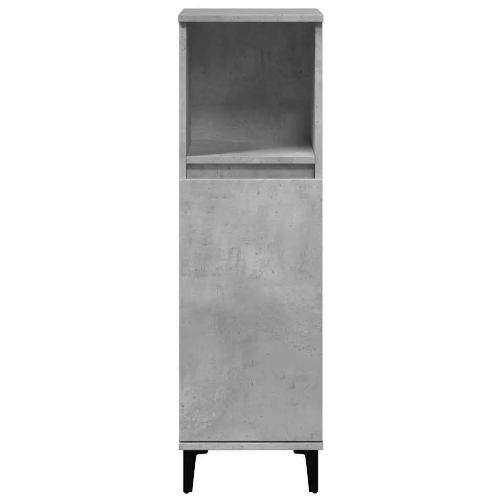 Grey Engineered Wood Bathroom Cabinet Storage Unit 30x30x100cm