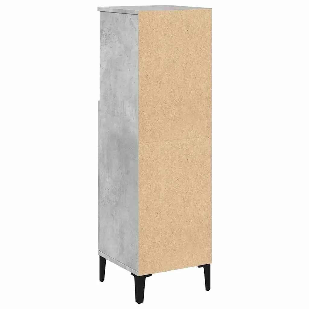 Grey Engineered Wood Bathroom Cabinet Storage Unit 30x30x100cm