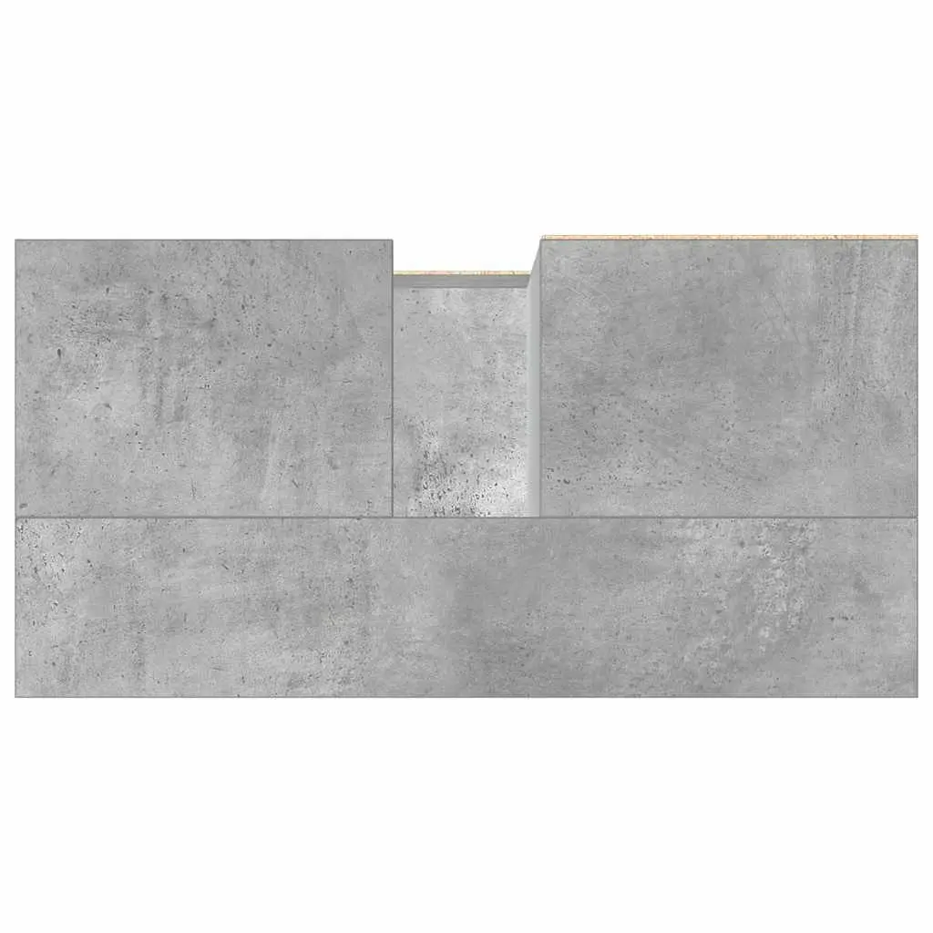 Bathroom Vanity Unit Sink Cabinet Grey 2 Drawer 1 Compartment Engineered Wood