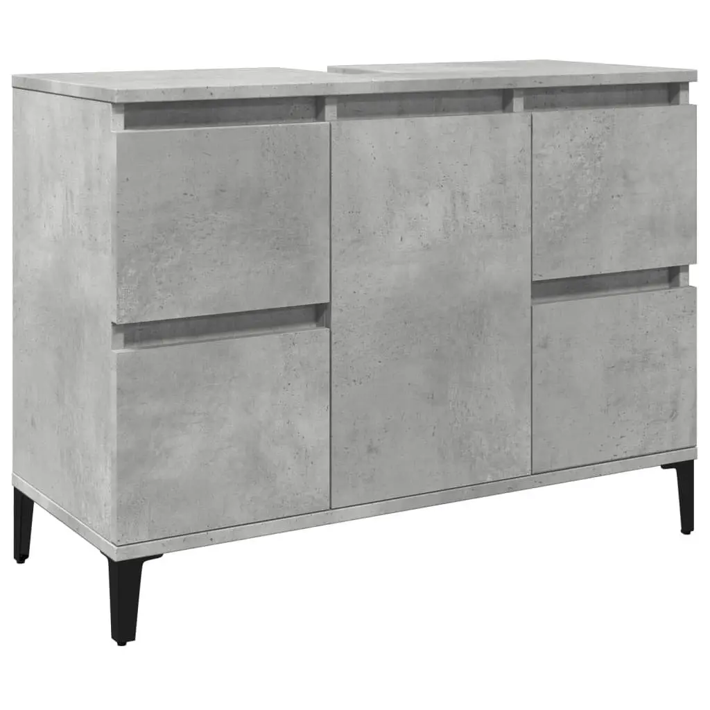 Bathroom Sink Cabinet Vanity Unit Storage 80x33x60cm Grey 4 Drawers