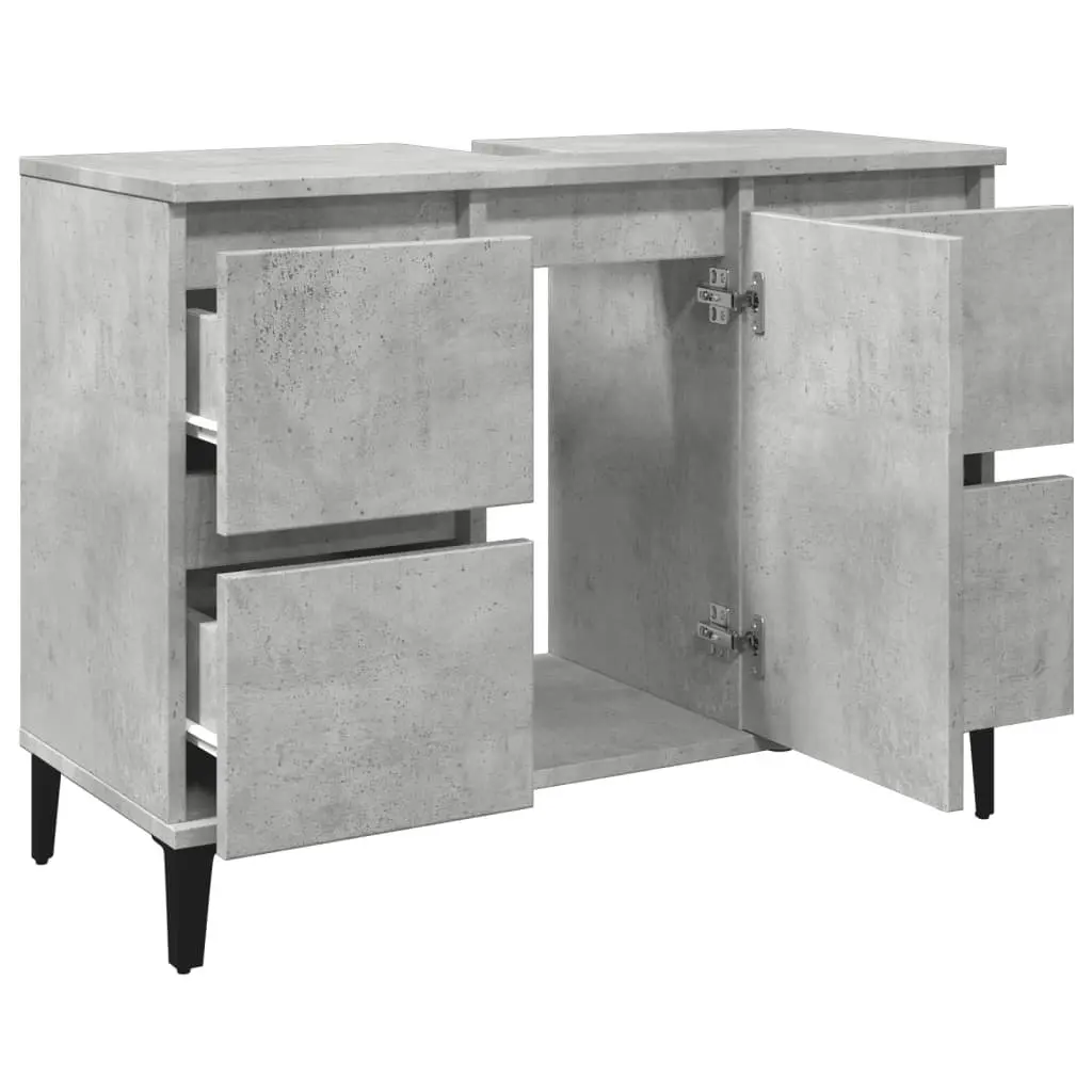 Bathroom Sink Cabinet Vanity Unit Storage 80x33x60cm Grey 4 Drawers