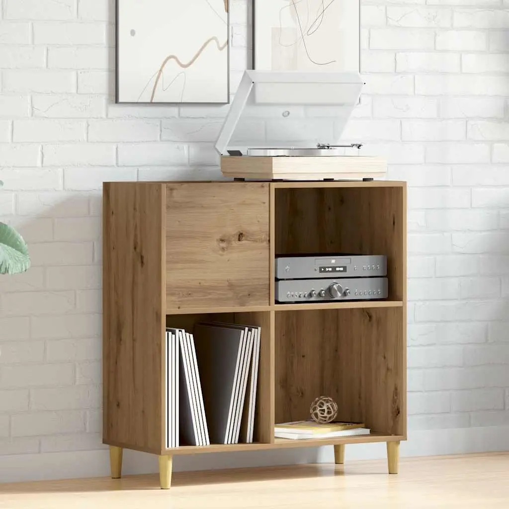 Record Cabinet Brown Engineered Wood Storage Vinyl LP Display Organizer