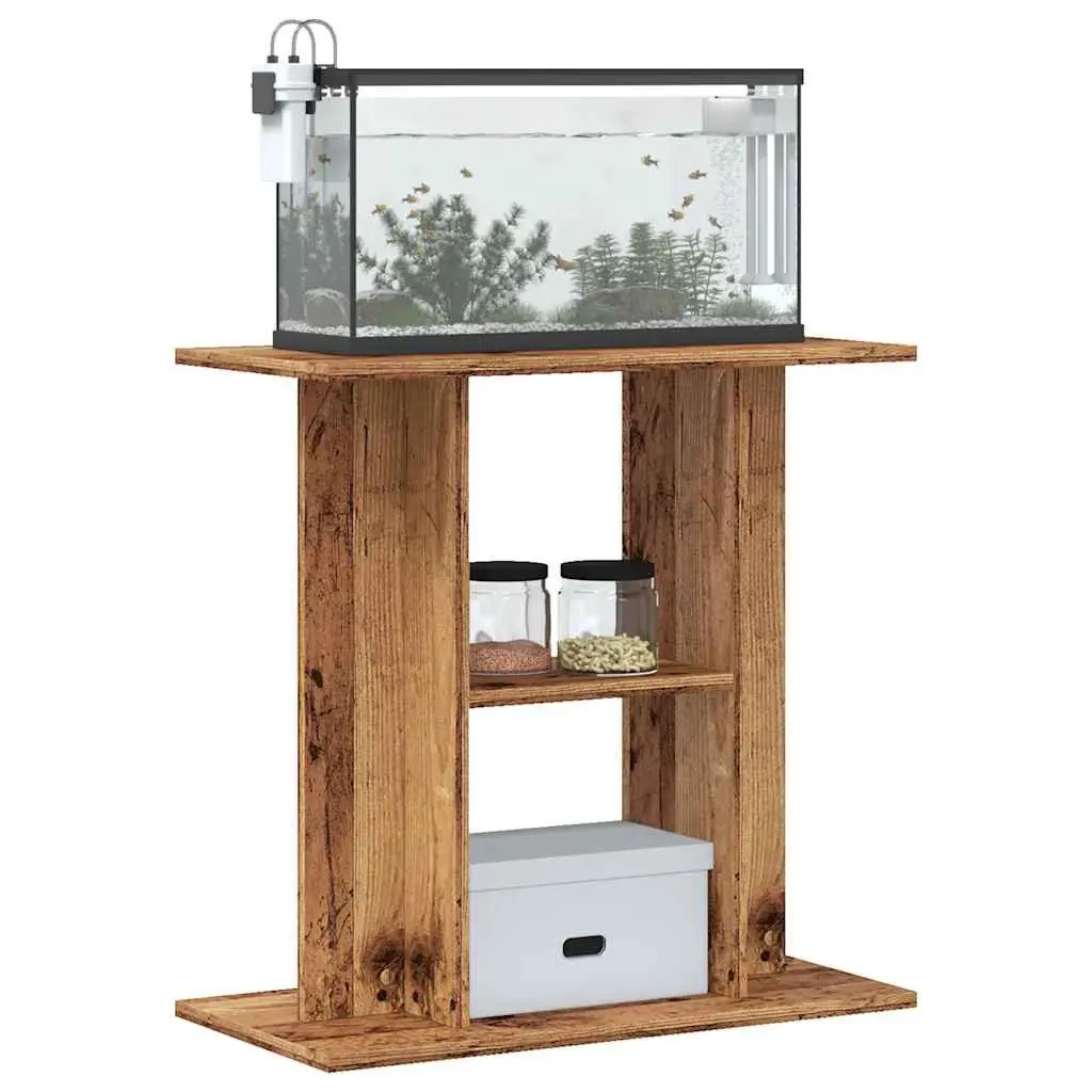 Aquarium Stand Fish Tank Cabinet 60x30x60 cm 3 Tier Storage Old Wood Look