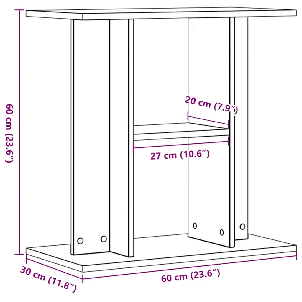 Aquarium Stand Fish Tank Cabinet 60x30x60 cm 3 Tier Storage Old Wood Look