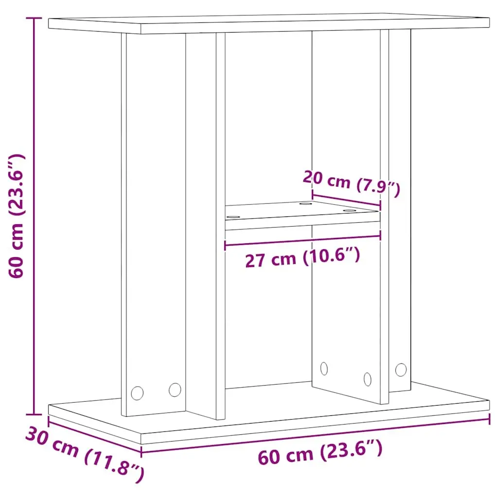 Aquarium Stand 60x30x60 cm Brown Engineered Wood 3 Tier Storage for Fish Tank