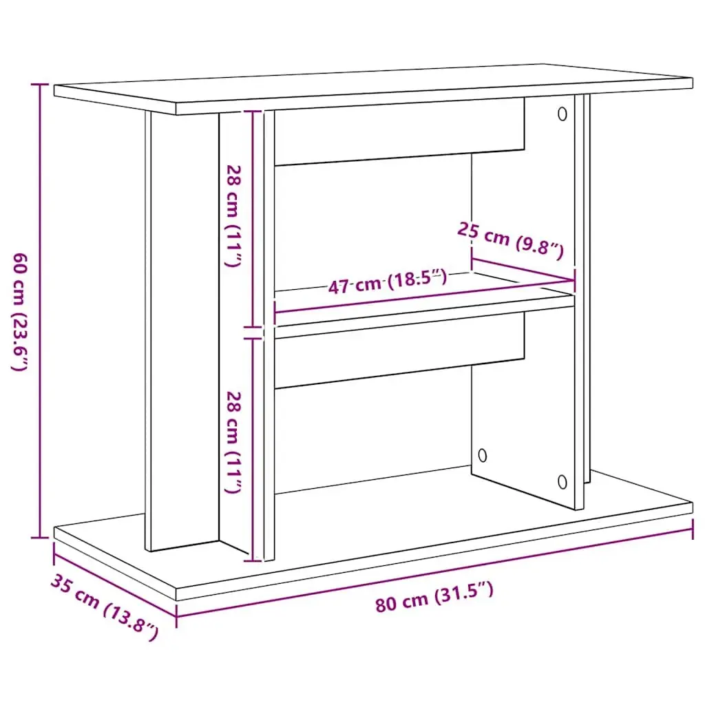 Aquarium Stand 80x35x60 cm Brown Engineered Wood 3 Tier Fish Tank Cabinet