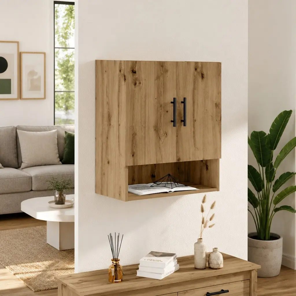 Wall Storage Cabinet Floating Organizer Engineered Wood Brown 60x31x70 cm