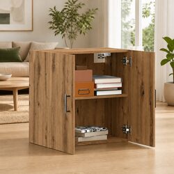 Wall Cabinet Storage Floating Engineered Wood Brown Organiser 60x31x60 cm