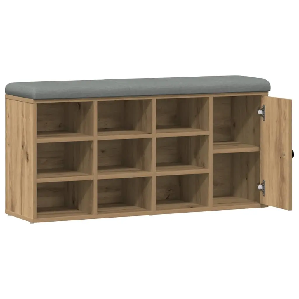 Storage Bench Hallway Entryway Shoe Organizer Padded Seat Engineered Wood Brown