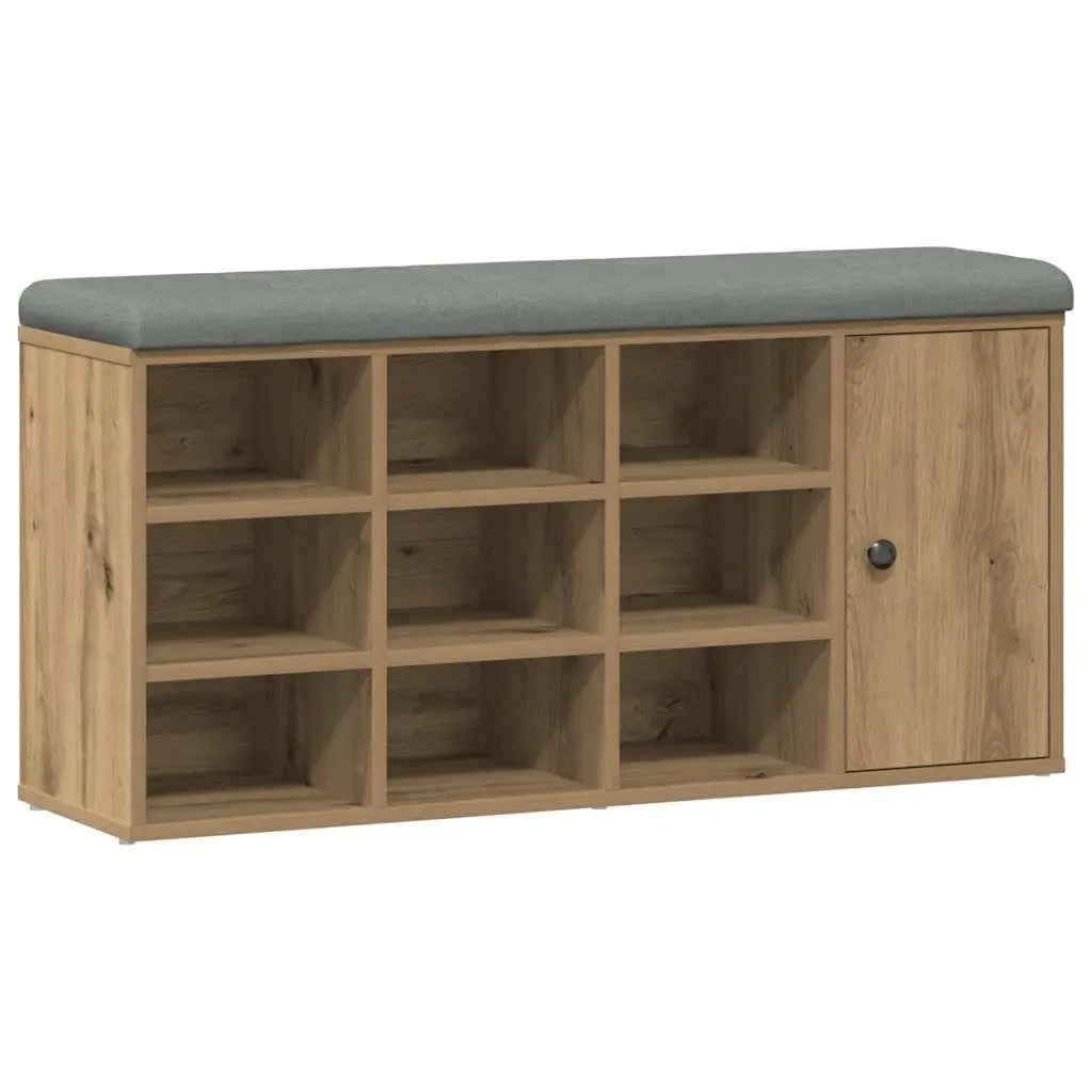 Storage Bench Hallway Entryway Shoe Organizer Padded Seat Engineered Wood Brown