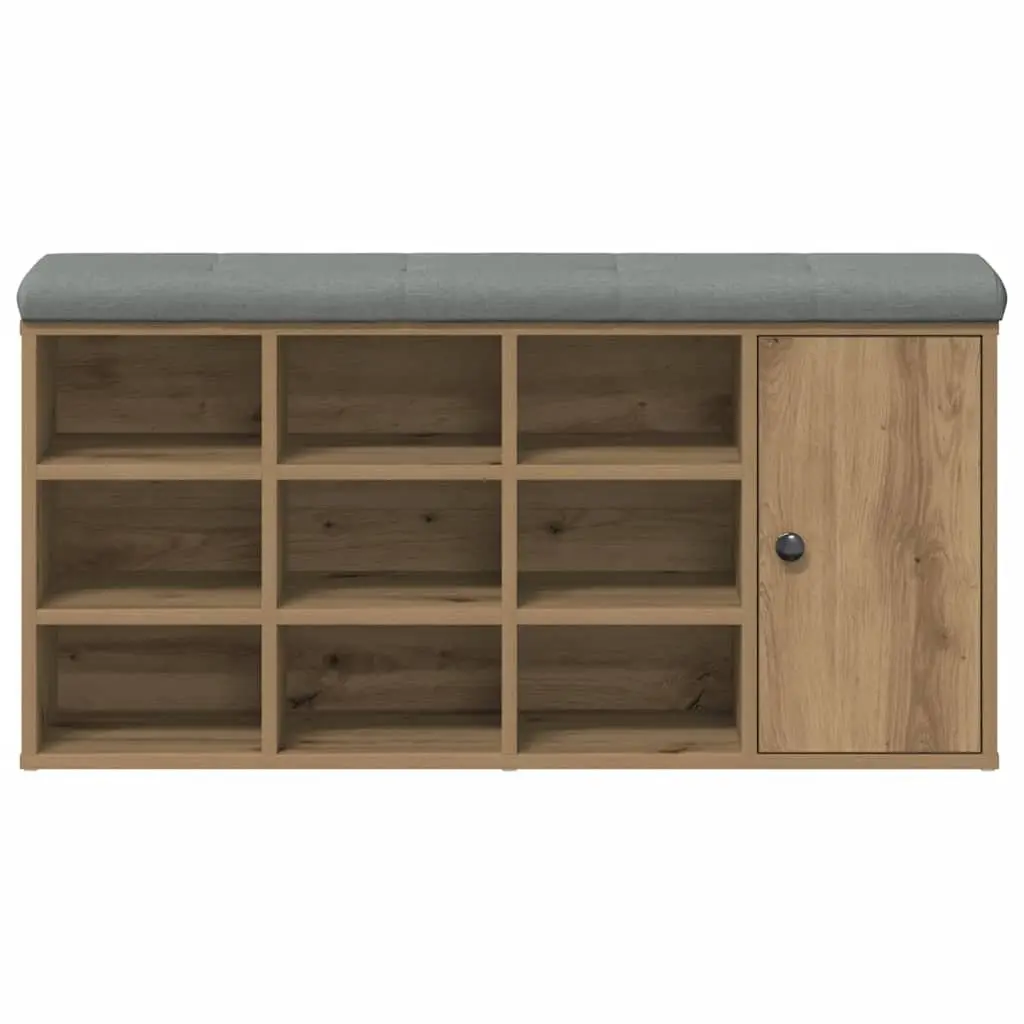 Storage Bench Hallway Entryway Shoe Organizer Padded Seat Engineered Wood Brown