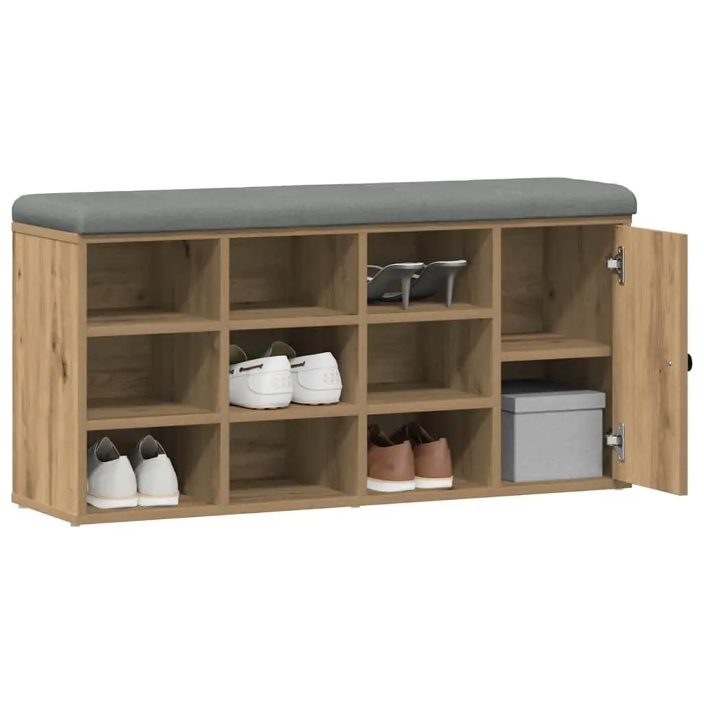Storage Bench Hallway Entryway Shoe Organizer Padded Seat Engineered Wood Brown