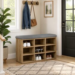 Comfortable Brown Shoe Bench Storage Solution