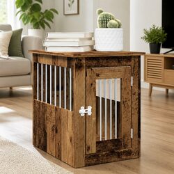 Brown Dog Crate with Lockable Door and Reversible Design