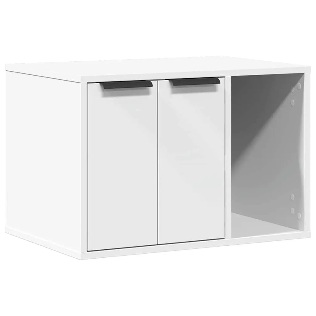 Cat Litter Box Enclosure Cabinet Hidden Furniture Storage 60 x 40 x 40 cm White Engineered Wood