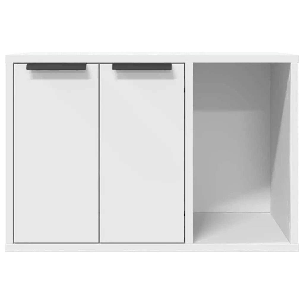 Cat Litter Box Enclosure Cabinet Hidden Furniture Storage 60 x 40 x 40 cm White Engineered Wood