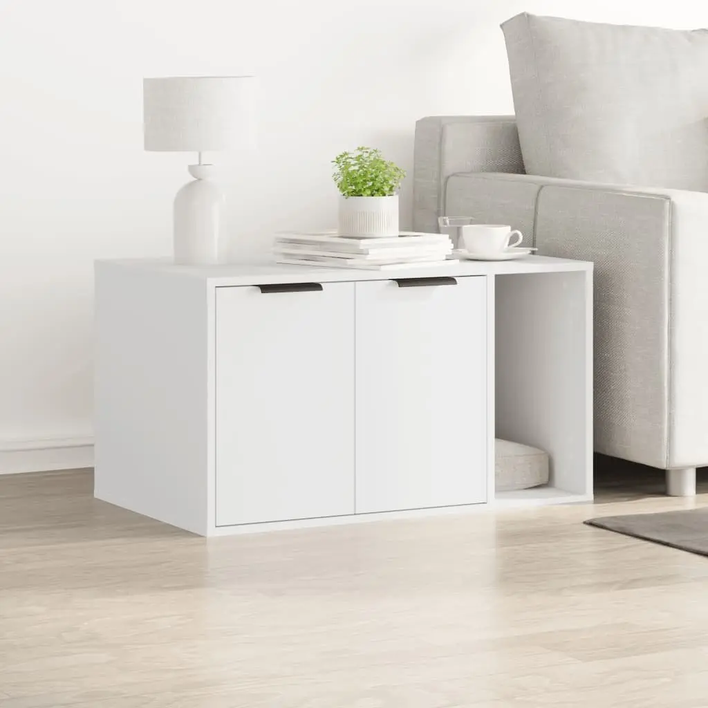 Cat Litter Box Enclosure Furniture Hidden Cabinet 80x50x45cm White