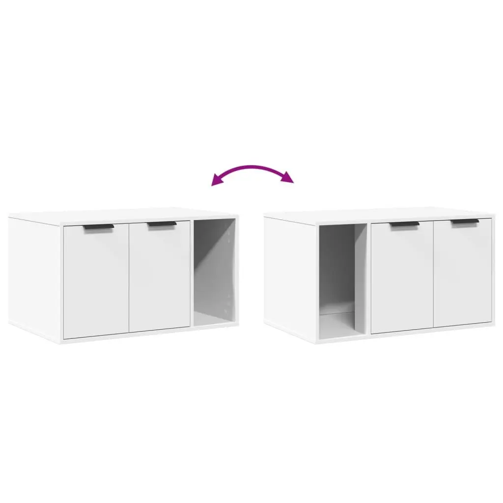 Cat Litter Box Enclosure Furniture Hidden Cabinet 80x50x45cm White